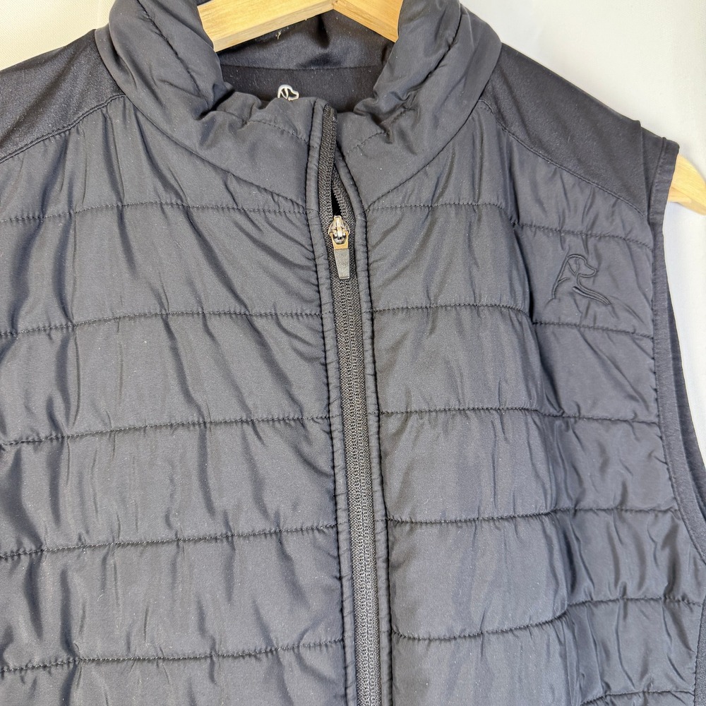 Rhoback Mens Performance Vest Black Quilted Full Zip Golf Size Large